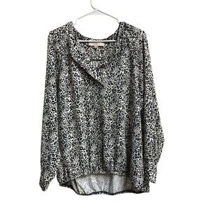 LOFT Leopard Print Blouse Women’s Large Long Sleeve Pullover Top L